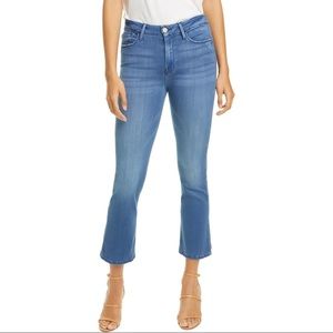 FRAME Le Crop High Waist Mini Boot Jeans Blue Lagoon 32
